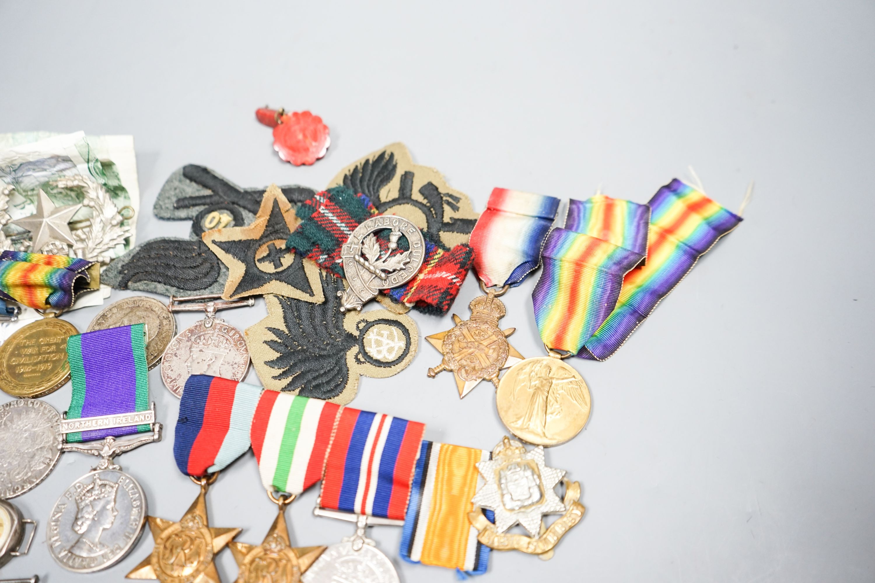 WW1 and WW2 medals, badges and coins etc.